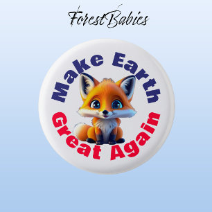 Red Fox, maak de aarde weer geweldig Schattige mil Ronde Button 3,2 Cm