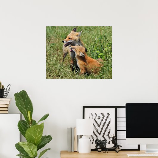 Red Fox Mama en Kit Poster (Thuiskantoor)