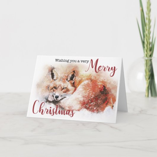 Red Fox Merry Christmas Kaart (Voorkant)