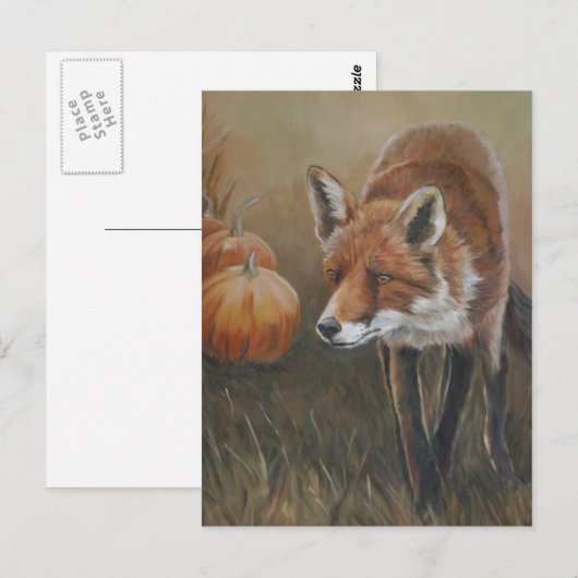 Red Fox met Briefkaart van Pumpkins Art (Voorkant / Achterkant)