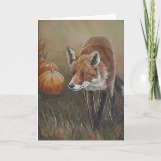 Red Fox met Pumpkins Art Wenskaart Kaart (Voorkant)