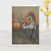 Red Fox met Pumpkins Art Wenskaart Kaart (Gele Bloem)