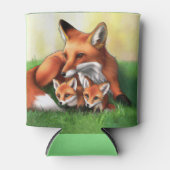 Red Fox Moeder en Kits in Grass Blikjeskoeler (Voorkant)