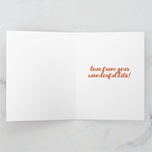 Red Fox Moeder en Kits in Grass Kaart (Binnen)