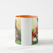 Red Fox Moeder en Kits in Grass Mok (Midden)