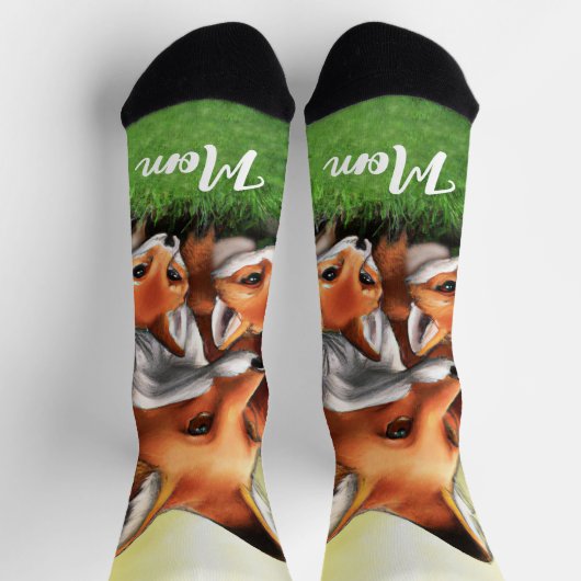 Red Fox Moeder en Kits in Grass Sokken (Top)