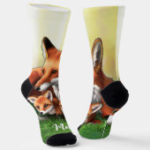 Red Fox Moeder en Kits in Grass Sokken (Gebogen)