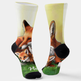 Red Fox Moeder en Kits in Grass Sokken