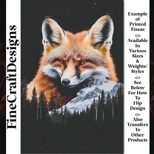 Red Fox & Mountain Landschap CE3 Decoupage Tissuepapier