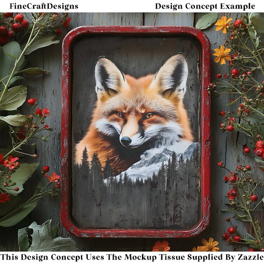 Red Fox & Mountain Landschap CE3 Decoupage Tissuepapier