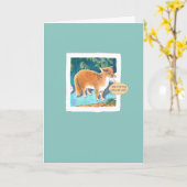 Red Fox op Blauwgroen van Redhead Birthday Kaart (Gele Bloem)
