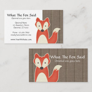 Red Fox op Rustic Wood Kinderen Boutique Modern Visitekaartje