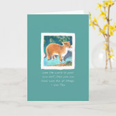 Red Fox over blauw-groen denken van u/Dank u Kaart (Gele Bloem)