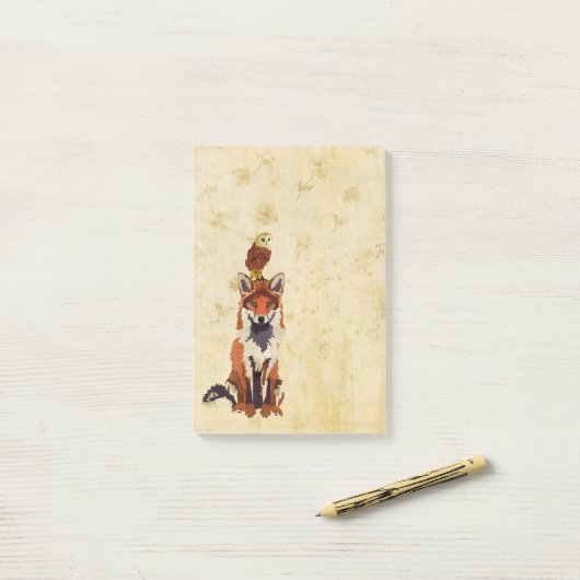 Red Fox & Owl Post it Note (Op bureau)