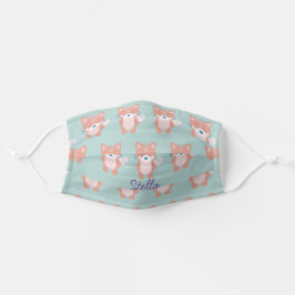 Red Fox Pattern Lichtblauw Stoffen Mondkapje