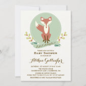 Red Fox Portrait Floral Baby shower Invitation Kaart (Voorkant)