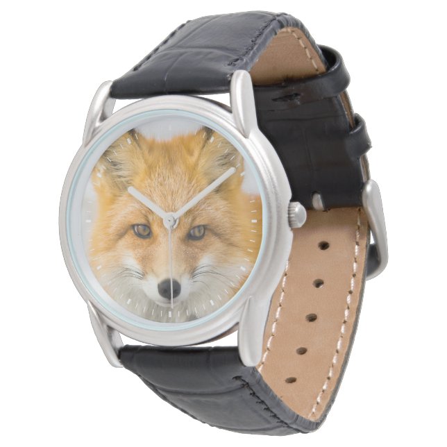 Red Fox Portrait Horloge (Gekanteld)
