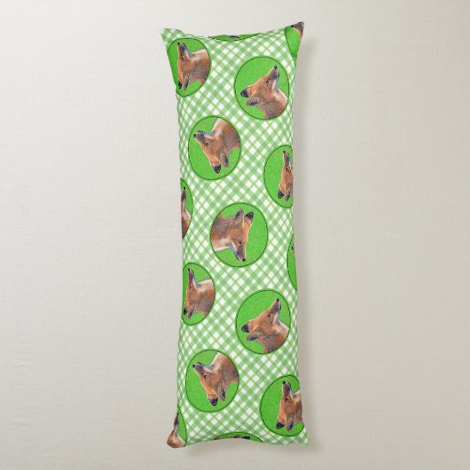 Red Fox Portrait Schilderij Originele wildlife kun Lichaamskussen (Achterkant (Verticaal))