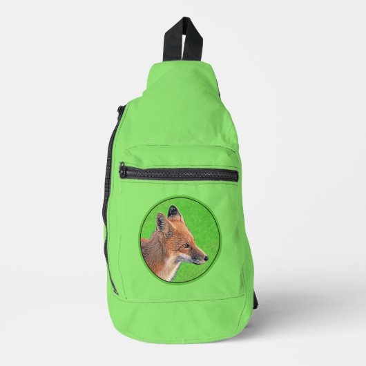 Red Fox Portrait Schilderij Originele wildlife kun Sling Bag (Voorkant)