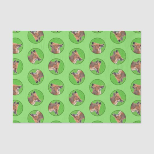 Red Fox Portrait Schilderij Originele wildlife kun Tissuepapier (Voorkant)