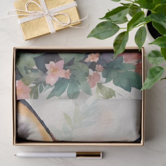 Red Fox Portret Bloemenkunst Tissuepapier (Geschenk)