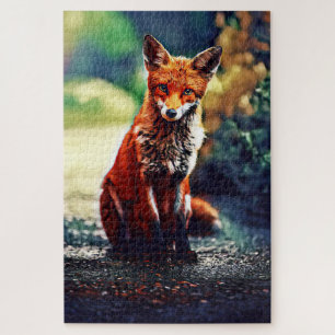 Red Fox Portret in zijn natuurlijke omgeving Puzzl Legpuzzel