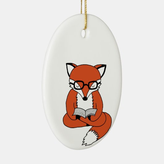 Red fox reading book keramisch ornament (Rechts)