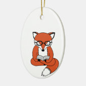 Red fox reading book keramisch ornament (Links)