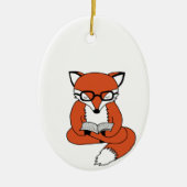 Red fox reading book keramisch ornament (Voorkant)