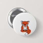 Red fox reading book ronde button 5,7 cm (Voorkant /achterkant)