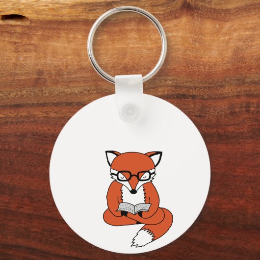 Red fox reading book sleutelhanger (Voorkant)