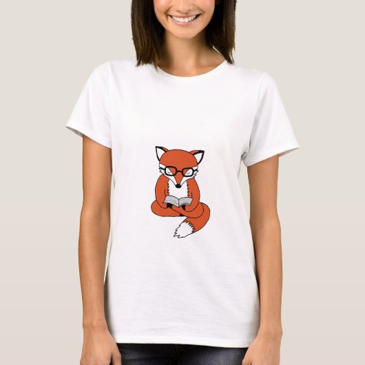 Red fox reading book t-shirt (Voorkant)