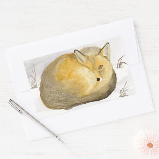 Red Fox Rechthoekige Sticker (Envelop)