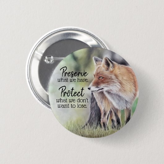 Red Fox-reservaat en -beschermingsbericht Ronde Button 5,7 Cm (Voorkant /achterkant)