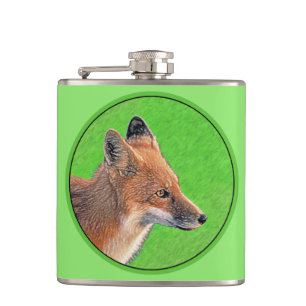 Red Fox schilderen - Oorspronkelijke Wildlife Art Heupfles