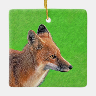 Red Fox schilderen - Oorspronkelijke Wildlife Art Keramisch Ornament