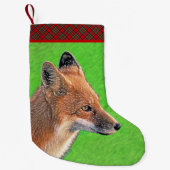 Red Fox schilderen - Oorspronkelijke Wildlife Art Kleine Kerstsok (Voorkant)
