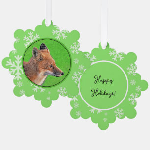 Red Fox schilderen - Oorspronkelijke Wildlife Art Ornament Kaart