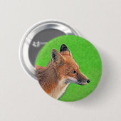 Red Fox schilderen - Oorspronkelijke Wildlife Art Ronde Button 5,7 Cm (Voorkant /achterkant)