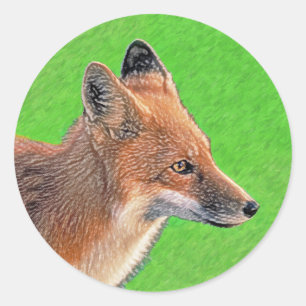 Red Fox schilderen - Oorspronkelijke Wildlife Art Ronde Sticker