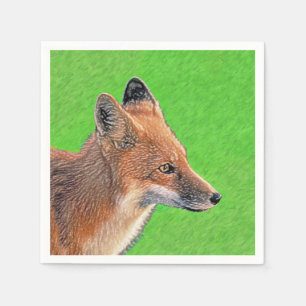 Red Fox schilderen - Oorspronkelijke Wildlife Art Servet