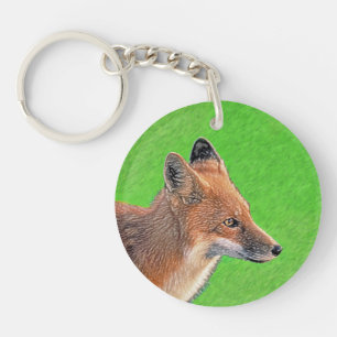 Red Fox schilderen - Oorspronkelijke Wildlife Art Sleutelhanger