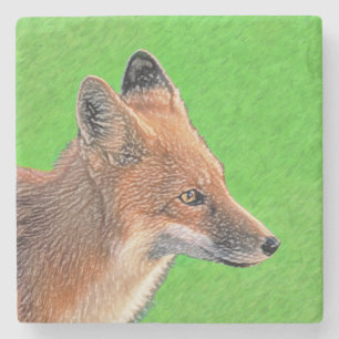 Red Fox schilderen - Oorspronkelijke Wildlife Art Stenen Onderzetter