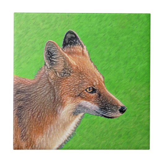 Red Fox schilderen - Oorspronkelijke Wildlife Art Tegeltje (Voorkant)