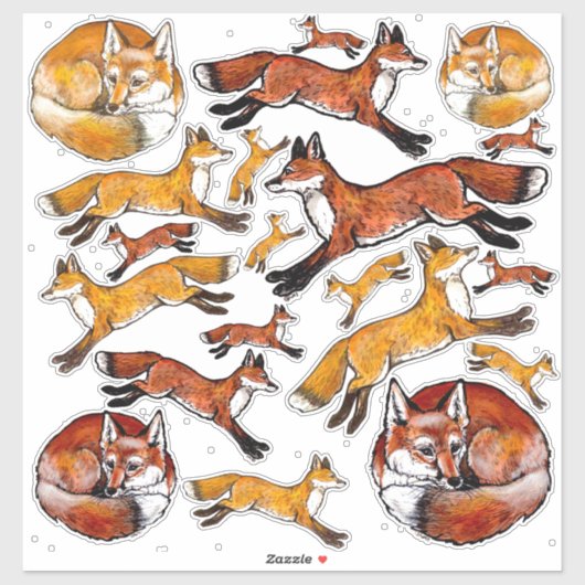 Red Fox Sinaasappel Vossen Woodland Natuur Dier Vi Sticker (Vel)