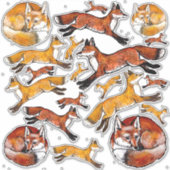 Red Fox Sinaasappel Vossen Woodland Natuur Dier Vi Sticker (Voorkant)