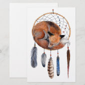 Red Fox Slaapend op Dreamweaver Briefpapier (Voorkant / Achterkant)