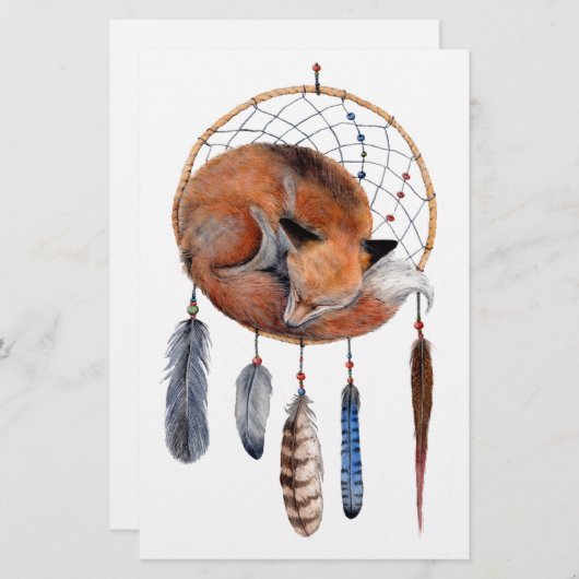 Red Fox Slaapend op Dreamweaver Briefpapier (Voorkant / Achterkant)
