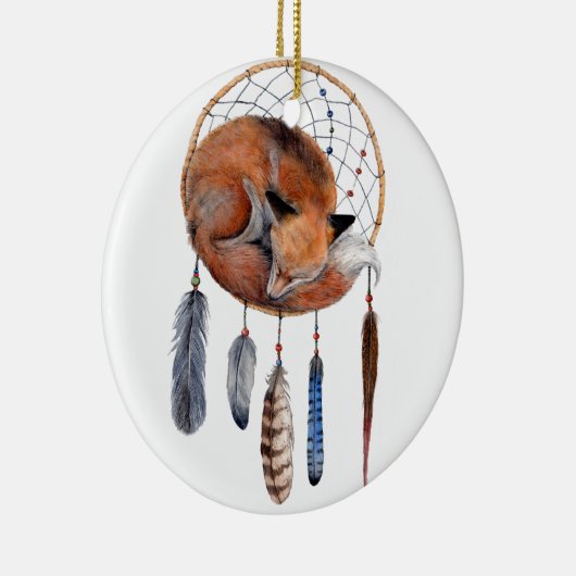 Red Fox Slaapend op Dreamweaver Keramisch Ornament (Rechts)