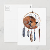 Red Fox Slaapend op Drocatcher Briefkaart (Voorkant / Achterkant)